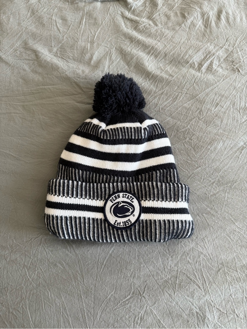 Penn State Navy & White Pom Beanie